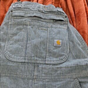 Carhartt Black and White Striped Bib Overalls
